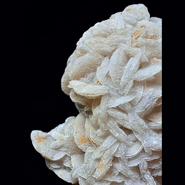 Quartz with cream petal calcite from Inner Mongolia — detail view