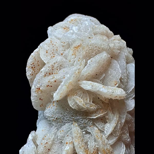 Quartz with cream petal calcite from Inner Mongolia — detail view