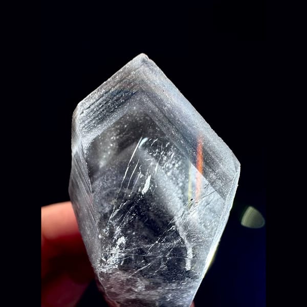 Himalayan grey layered phantom quartz from Pakistan — complete view