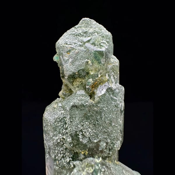 Intergrown Himalayan green phantom quartz floater from Pakistan — detail view