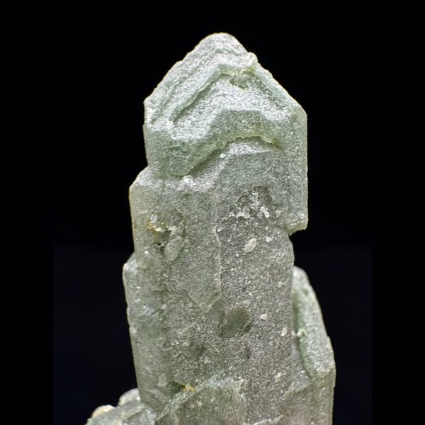 Intergrown Himalayan green phantom quartz floater from Pakistan — detail view