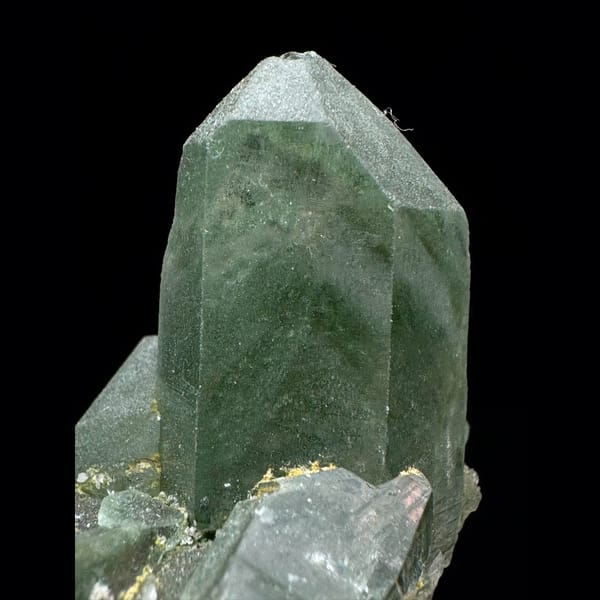 Intergrown Himalayan green phantom quartz floater from Pakistan — detail view