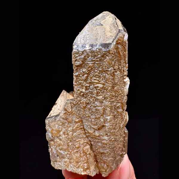 Skeletal quartz with pale yellow petal calcite from Inner Mongolia — alternate view
