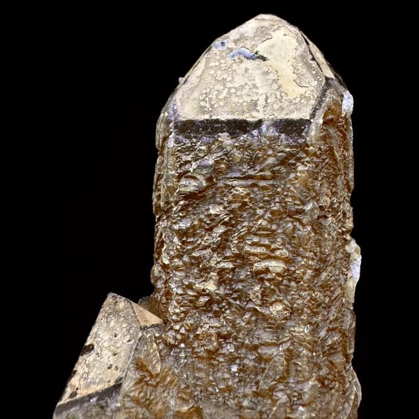 Skeletal quartz with pale yellow petal calcite from Inner Mongolia — detail view