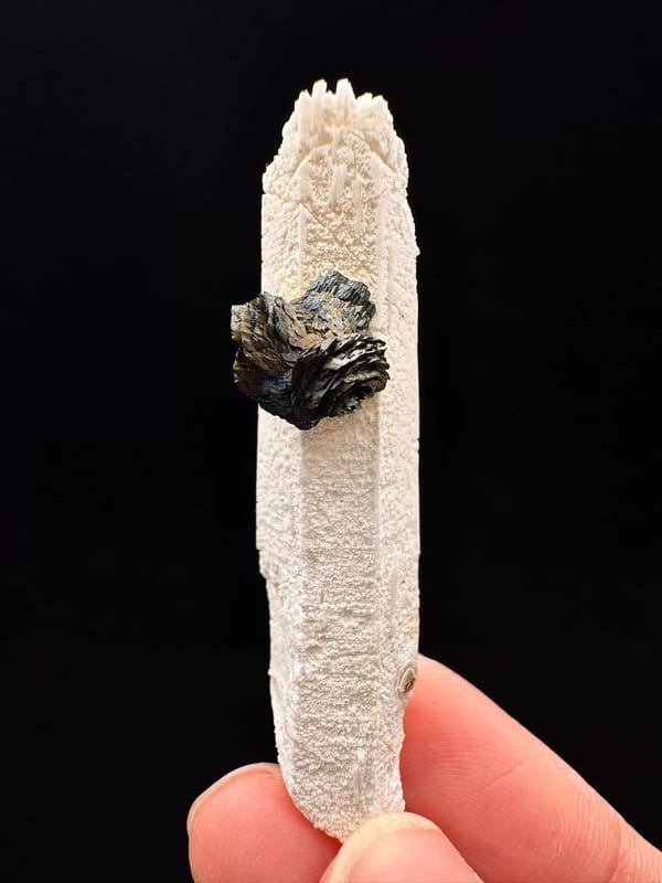 Frosted Quartz with Specular Hematite Flower — complete mineral specimen view 1