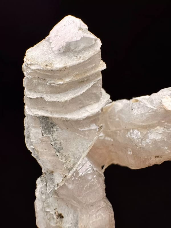 Crossed Double-Terminated Quartz with Calcite Interference — Inner Mongolia — individual mineral specimen view 3