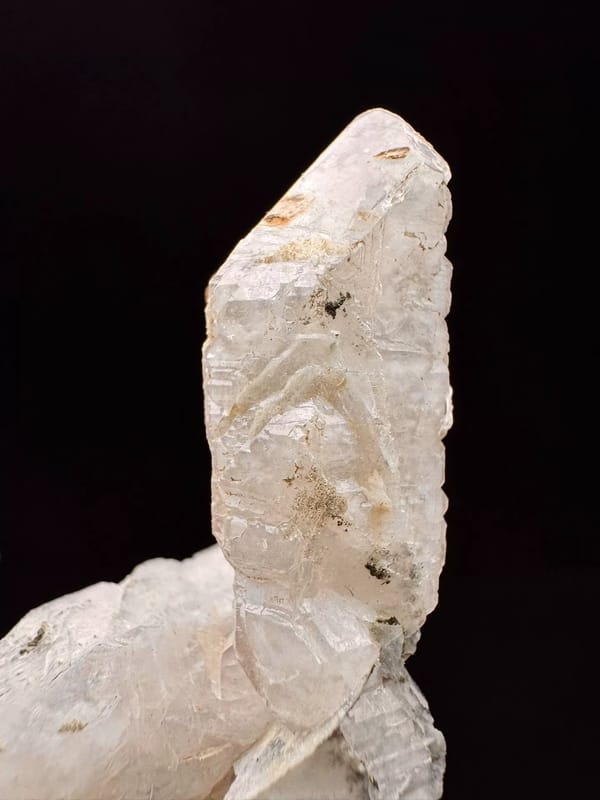Crossed Double-Terminated Quartz with Calcite Interference — Inner Mongolia — individual mineral specimen view 4