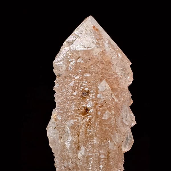 Double-terminated peach-pink quartz from Inner Mongolia — alternate view