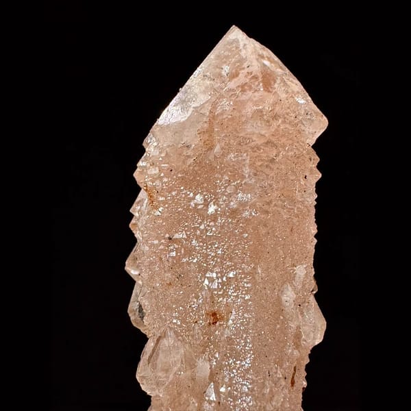 Double-terminated peach-pink quartz from Inner Mongolia — detail view