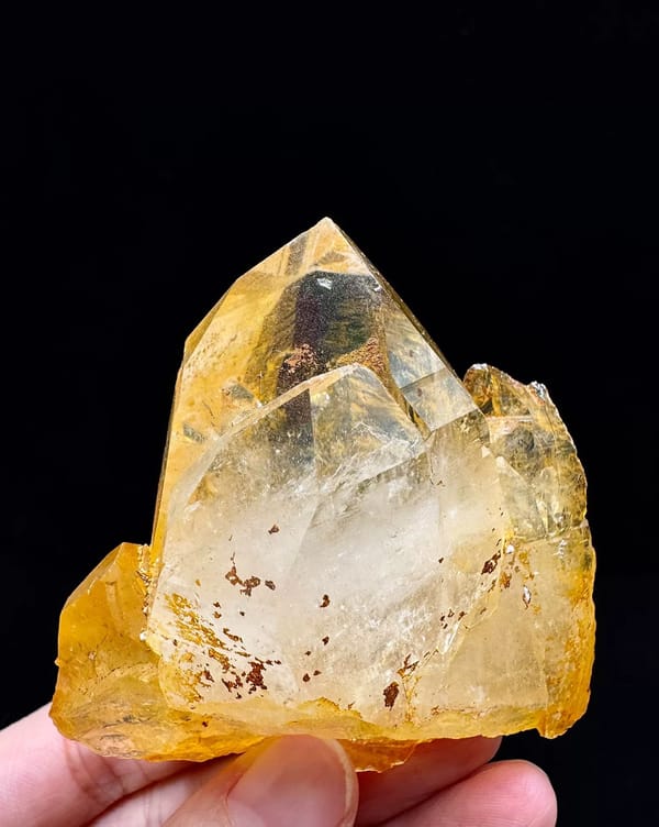 Golden Himalayan Quartz Cluster with Iridescent Back — complete mineral specimen view 1