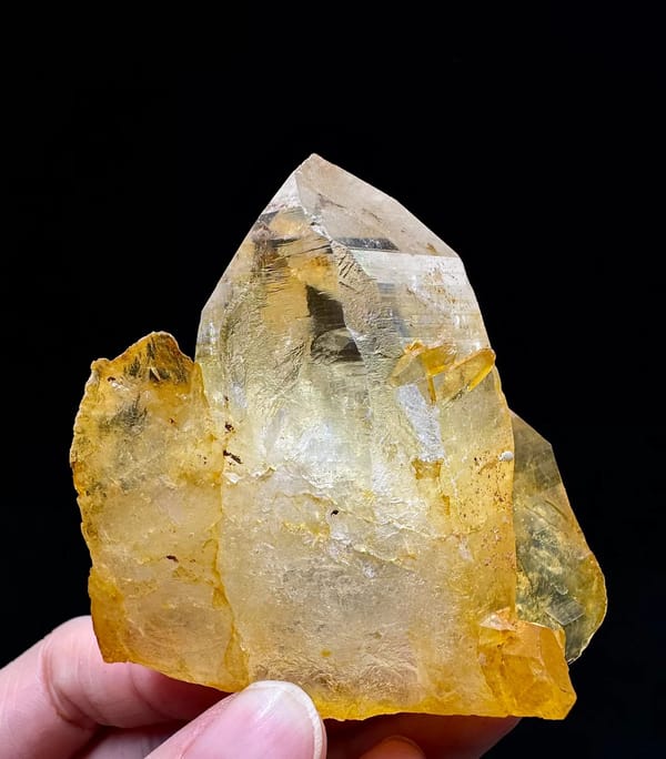 Golden Himalayan Quartz Cluster with Iridescent Back — complete mineral specimen view 3