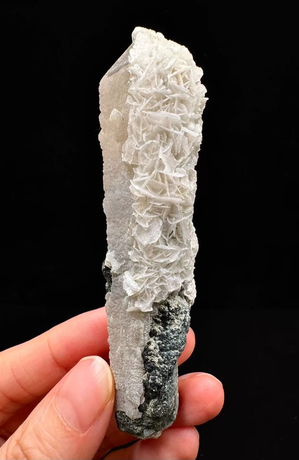 Pale Quartz with Rosette Calcite from Inner Mongolia — complete specimen view 2