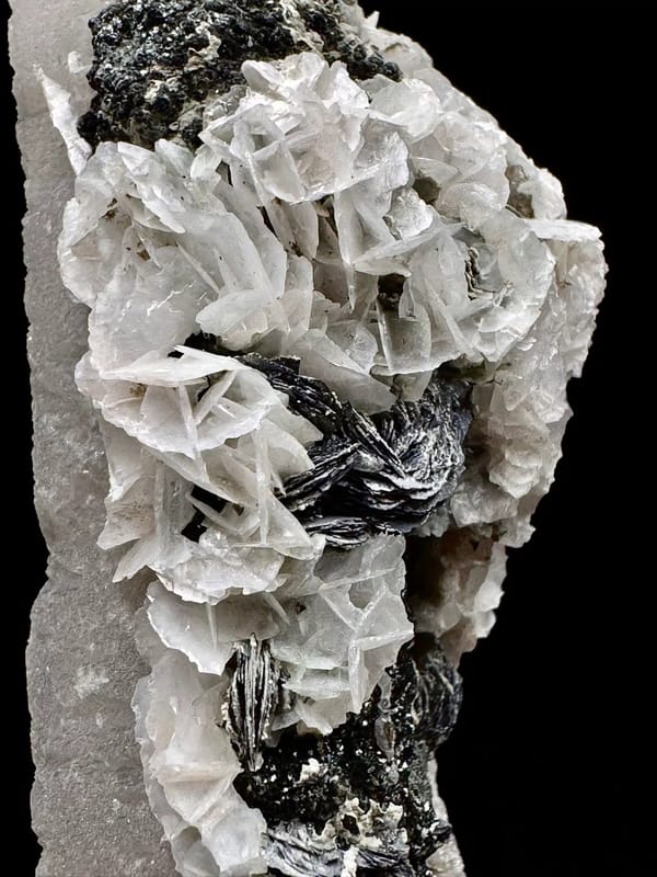 Double-Terminated Quartz with Calcite and Specular Hematite — specimen view 6