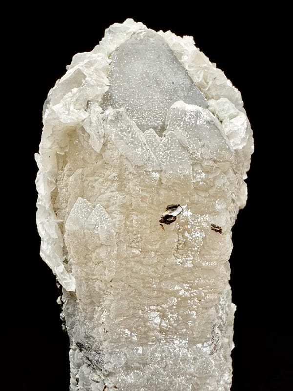 Double-Terminated Quartz with Calcite and Specular Hematite — specimen view 8