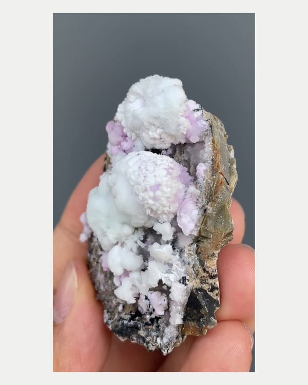 Complete reverse view of bicolor aragonite cluster