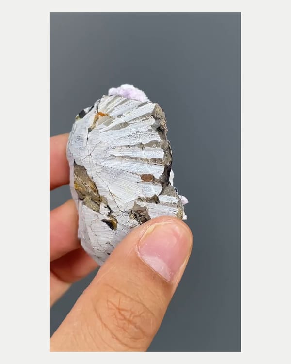 Complete right oblique view of bicolor aragonite cluster