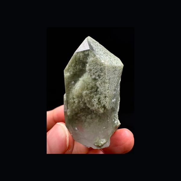 Green Phantom Quartz Point with Clear Termination — Pakistan — individual mineral specimen view 2