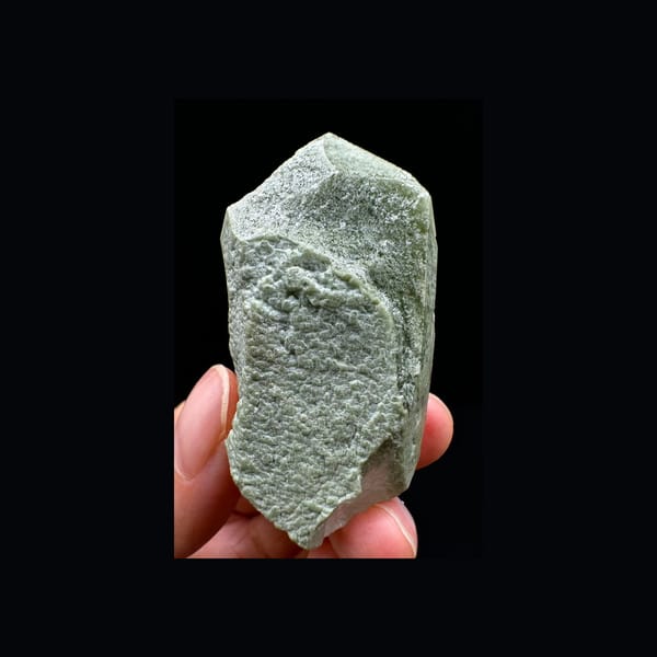 Green Phantom Quartz Point with Clear Termination — Pakistan — individual mineral specimen view 3