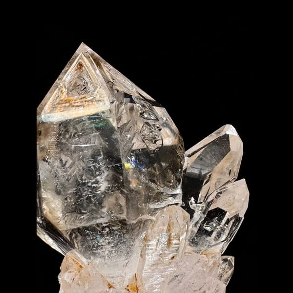 Clear skeletal quartz cluster from Namibia — detail view