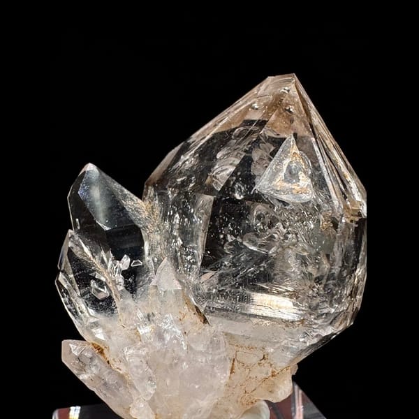 Clear skeletal quartz cluster from Namibia — detail view