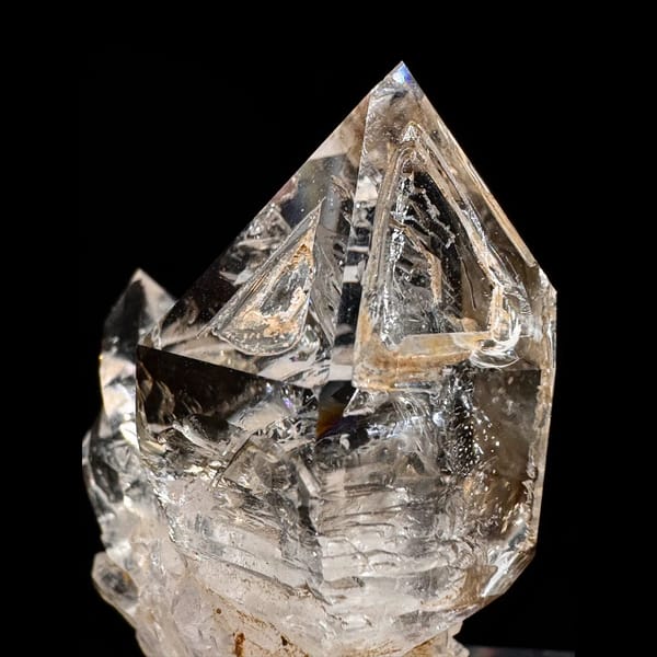 Clear skeletal quartz cluster from Namibia — detail view