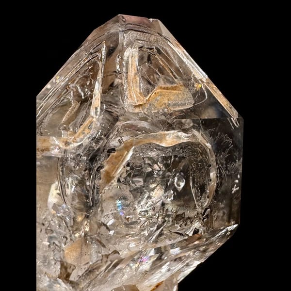 Clear skeletal quartz cluster from Namibia — detail view