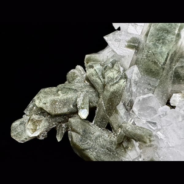 Himalayan green phantom quartz cluster from Pakistan — detail view