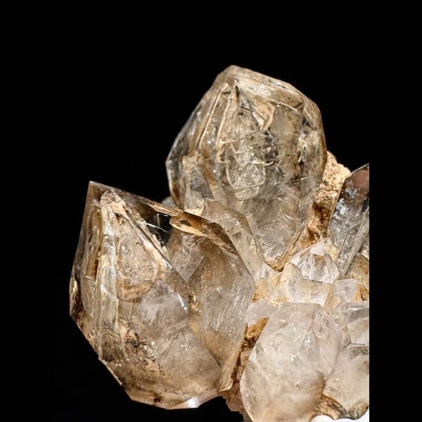 Smoky skeletal quartz flower cluster from Namibia — detail view