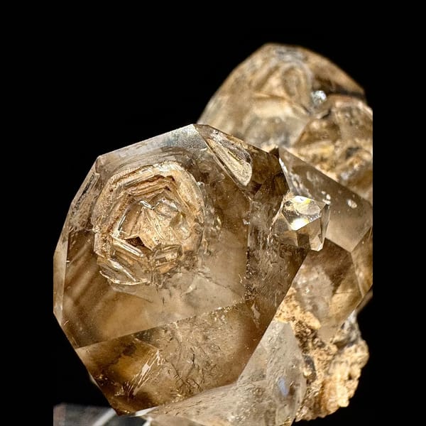 Smoky skeletal quartz flower cluster from Namibia — detail view