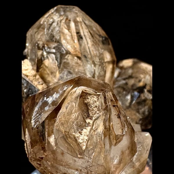 Smoky skeletal quartz flower cluster from Namibia — detail view