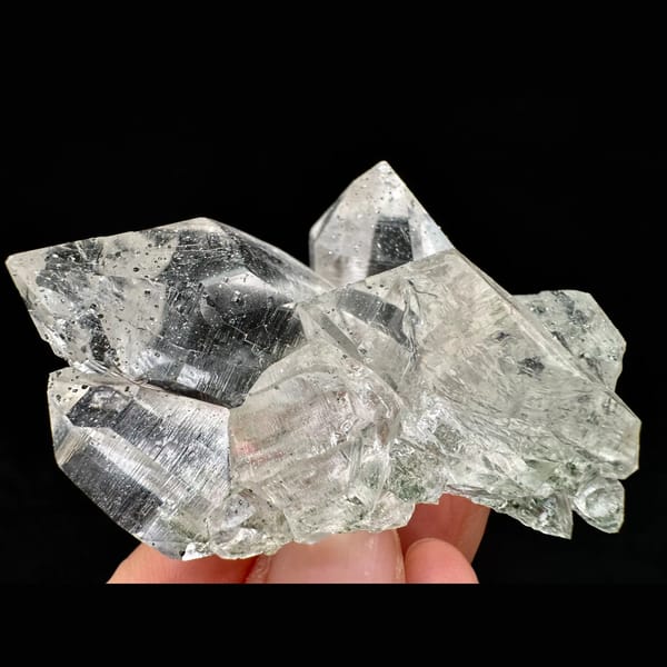 Clear Himalayan quartz cluster with anatase from India — complete view