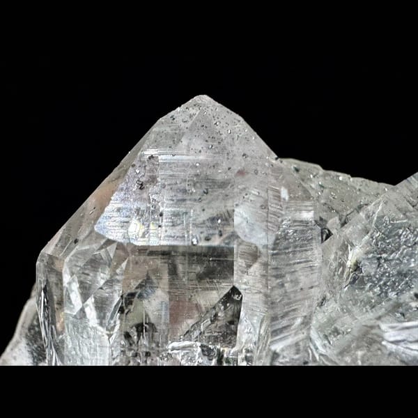 Clear Himalayan quartz cluster with anatase from India — detail view
