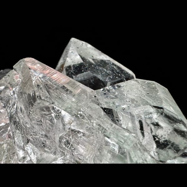 Clear Himalayan quartz cluster with anatase from India — detail view