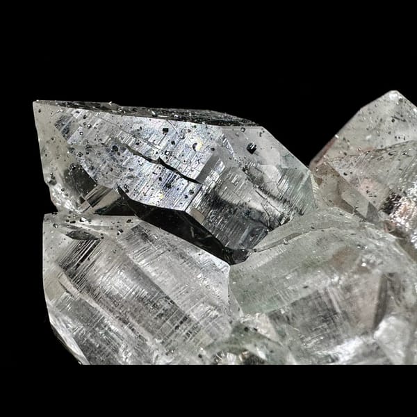 Clear Himalayan quartz cluster with anatase from India — detail view