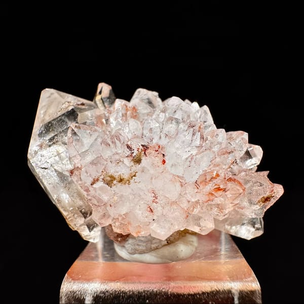 Pink skeletal quartz cluster from Namibia — complete view