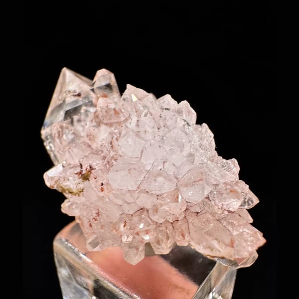 Pink skeletal quartz cluster from Namibia — alternate view