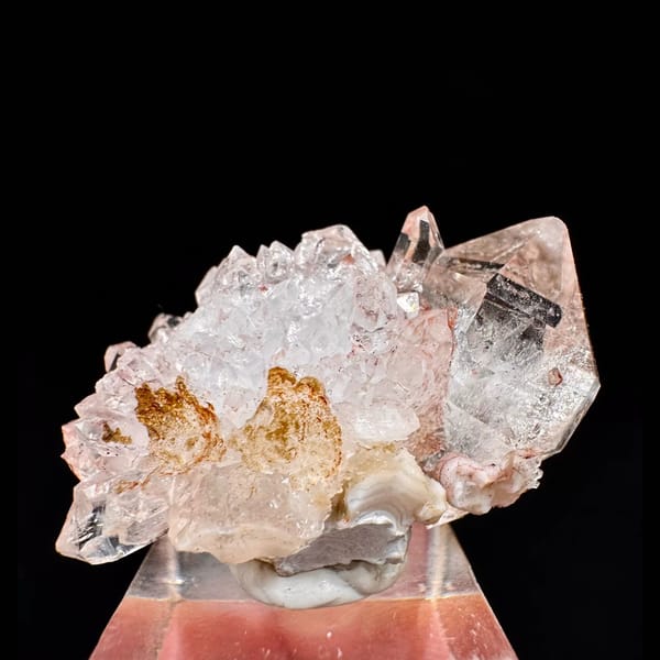 Pink skeletal quartz cluster from Namibia — alternate view