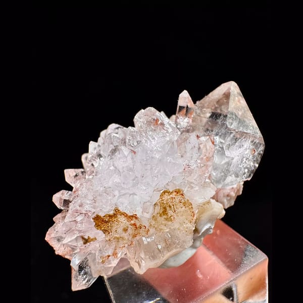 Pink skeletal quartz cluster from Namibia — detail view