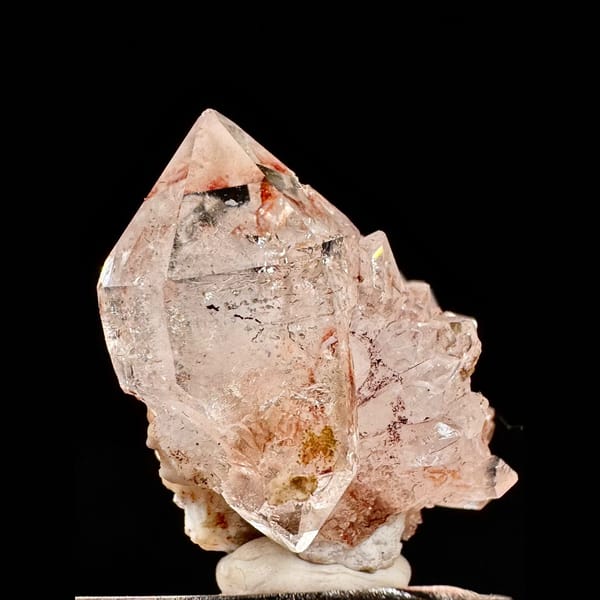 Pink skeletal quartz cluster from Namibia — detail view