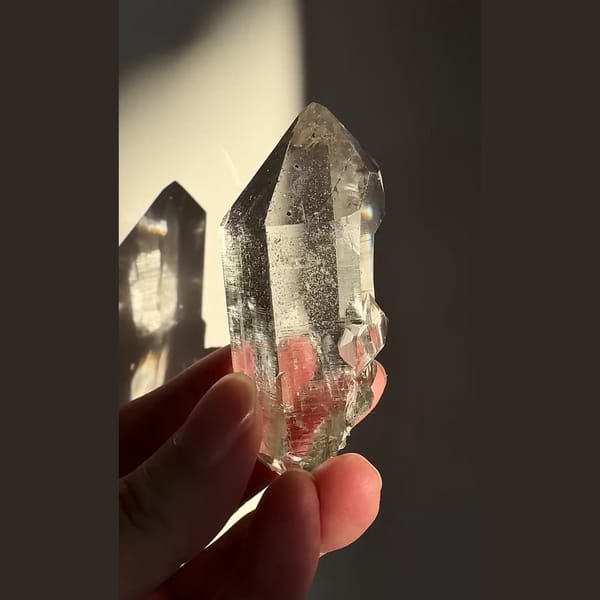 Icy DT green phantom quartz from India — alternate view
