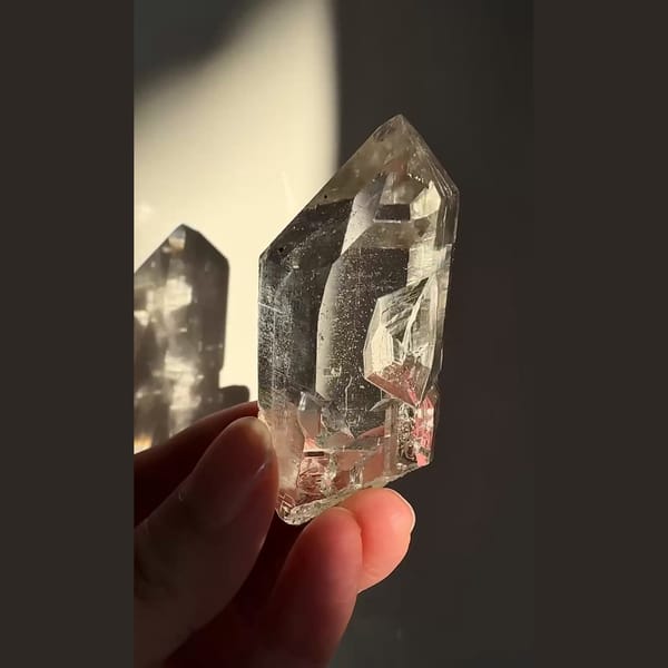 Icy DT green phantom quartz from India — alternate view