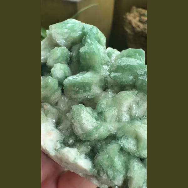 Green Apophyllite on White Matrix 8.0 cm — detail view