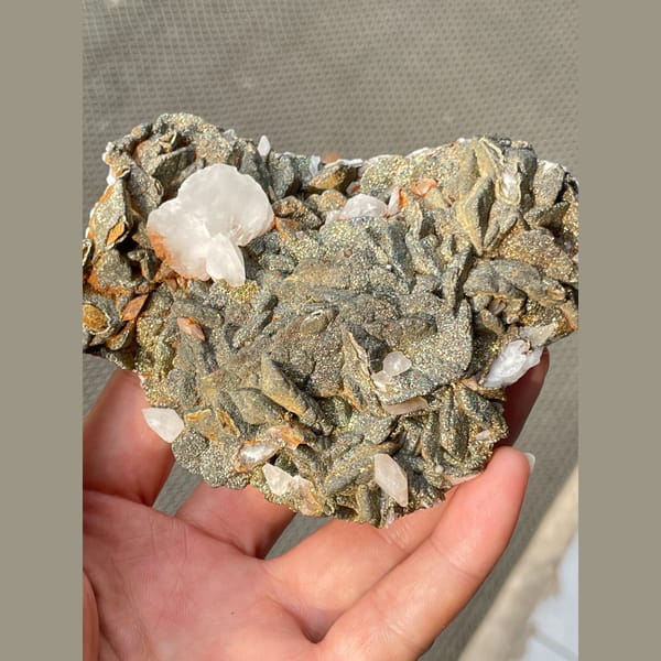 Bladed calcite with pyrite from Hubei — complete view