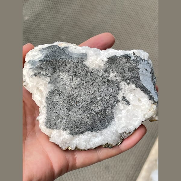 Bladed calcite with pyrite from Hubei — detail view