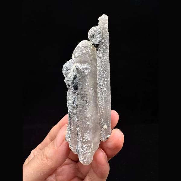 Double-terminated velvet quartz with hematite rosettes from Inner Mongolia — complete view