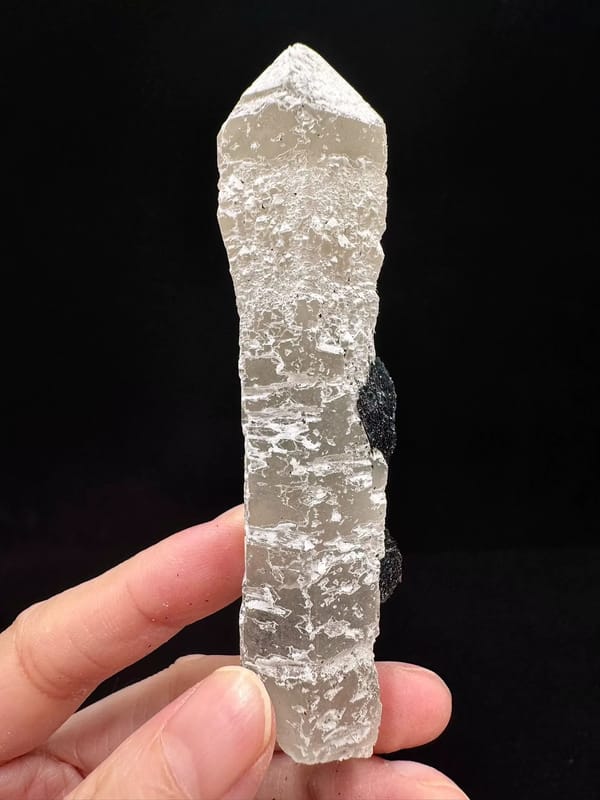 Quartz with hematite from Inner Mongolia — complete pale quartz reverse view