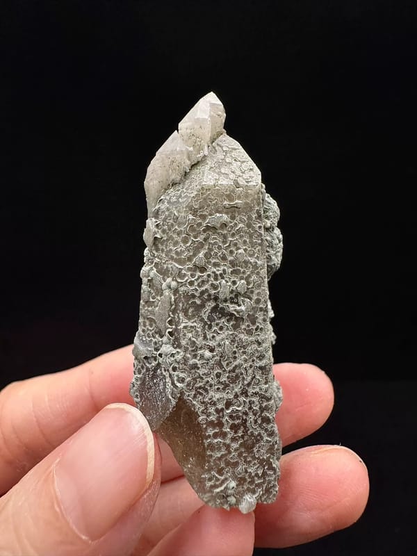 Secondary-Growth Quartz with Calcite — Inner Mongolia — complete view 4 of the exact specimen