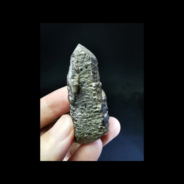 Tea-brown skeletal elestial quartz crystal — alternate view