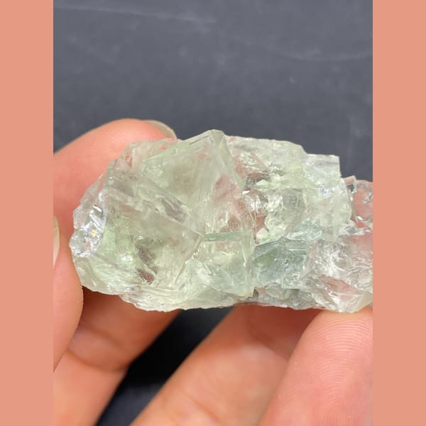 Glassy pale green fluorite from Hunan — complete view