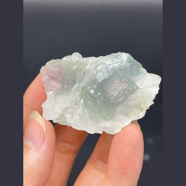 Glassy pale blue-green fluorite from Shangbao Hunan — detail view